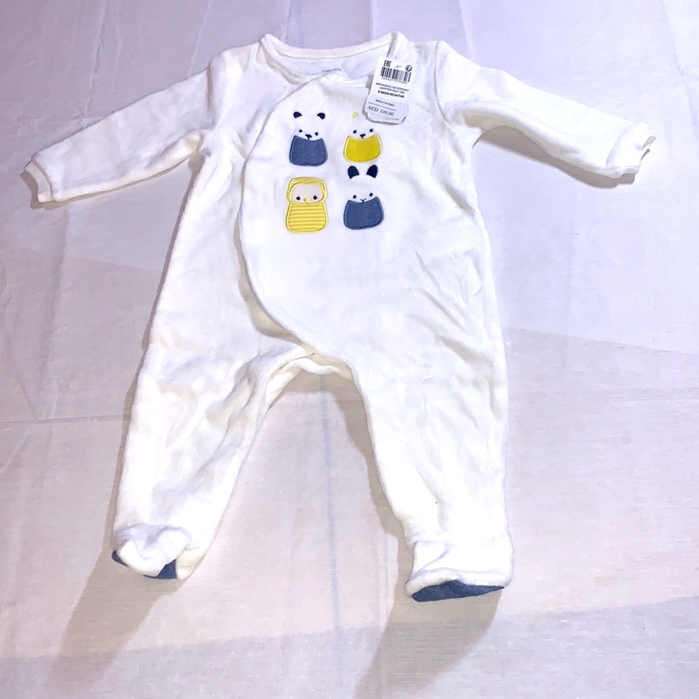 Obaibi embroidered baby infant cover-up velvet footie set denim babyshower gift